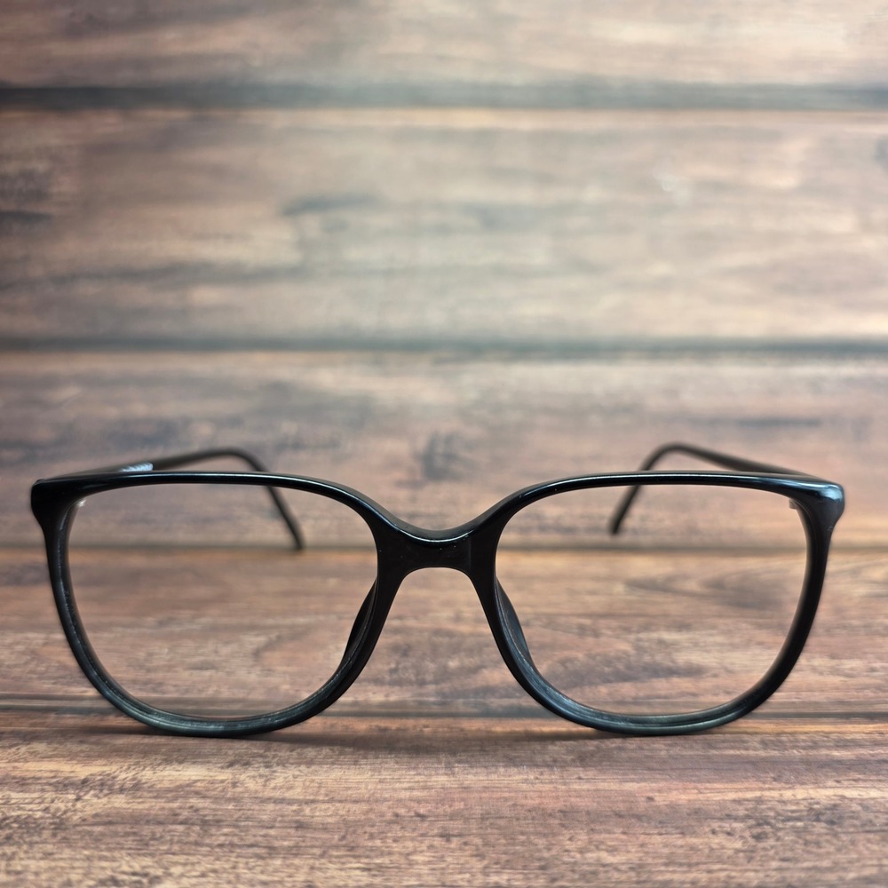 Liz Claiborne LC 45 BLK 140 Black Square Eyeglass Frames Oversized Vintage Style